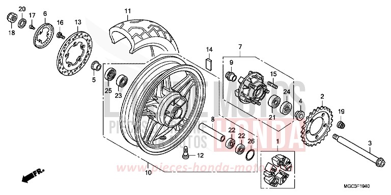 HINTERRAD von CB1100 ABS PEARL MILKEY WHITE (NH162) von 2013